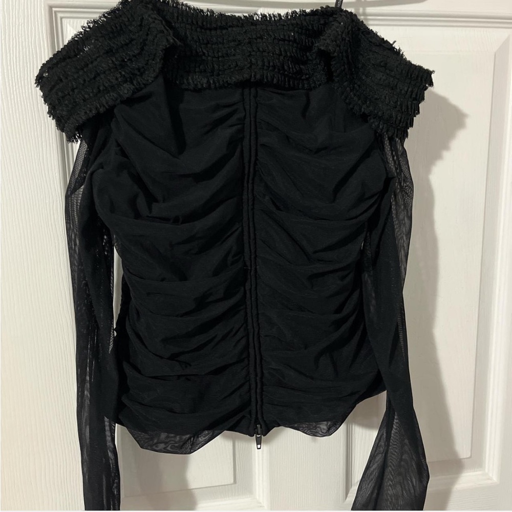Elegant Black Ruched Women's Blouse